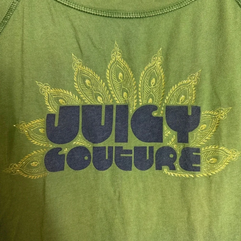 Juicy Couture vintage logo Green Lotus Graphic Tee Dress L Y2K Boho Indie 2000s - Picture 3 of 8